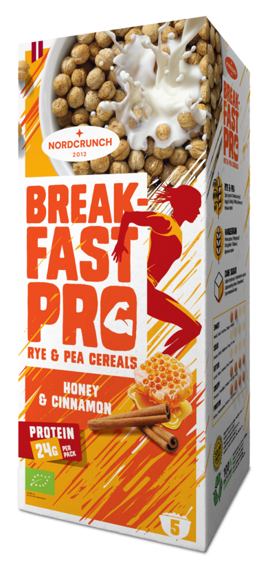 Breakfast Pro rudzu un zirņu brokastu pārslas ar medu un kanēli
